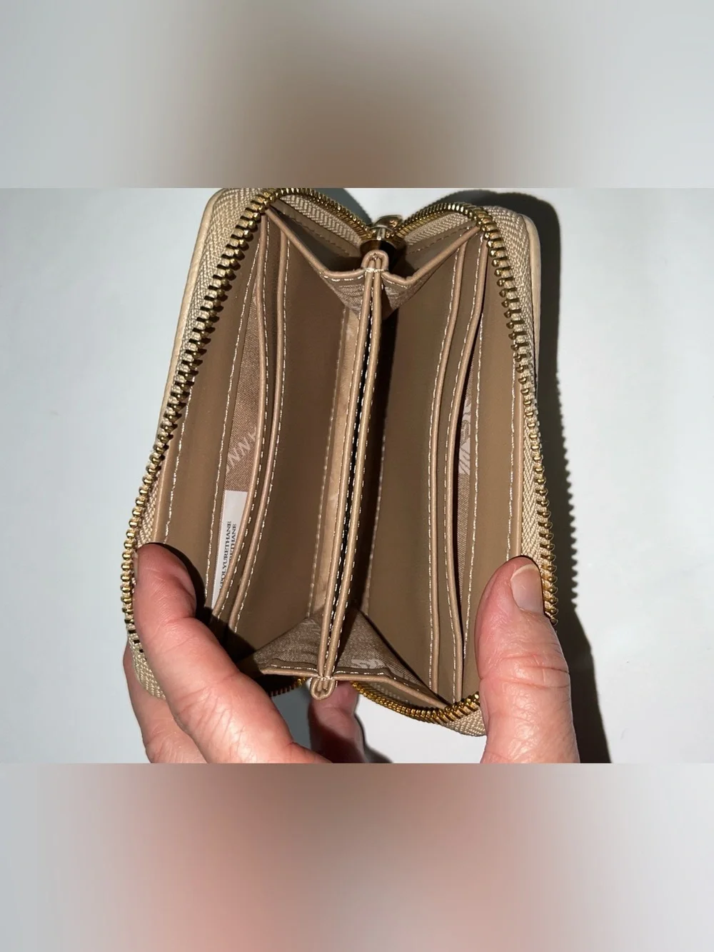 Anne Klein Pebble Leather Wallet Cream Zip Around